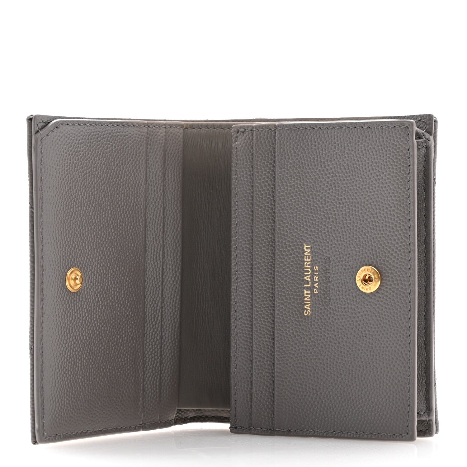 Saint Laurent Grain De Poudre Matelasse Chevron Monogram Flap Card Case Storm 5 of 8