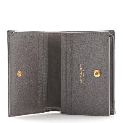 Saint Laurent Grain De Poudre Matelasse Chevron Monogram Flap Card Case Storm 5 of 8