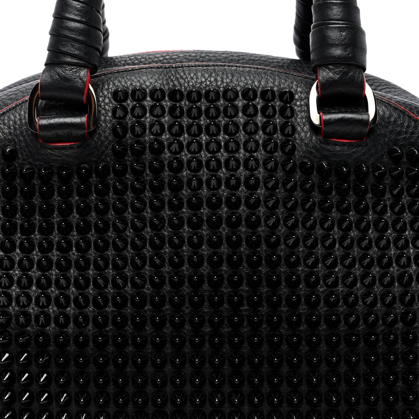 Grained Calfskin Studded Panettone Bowling Bag Black