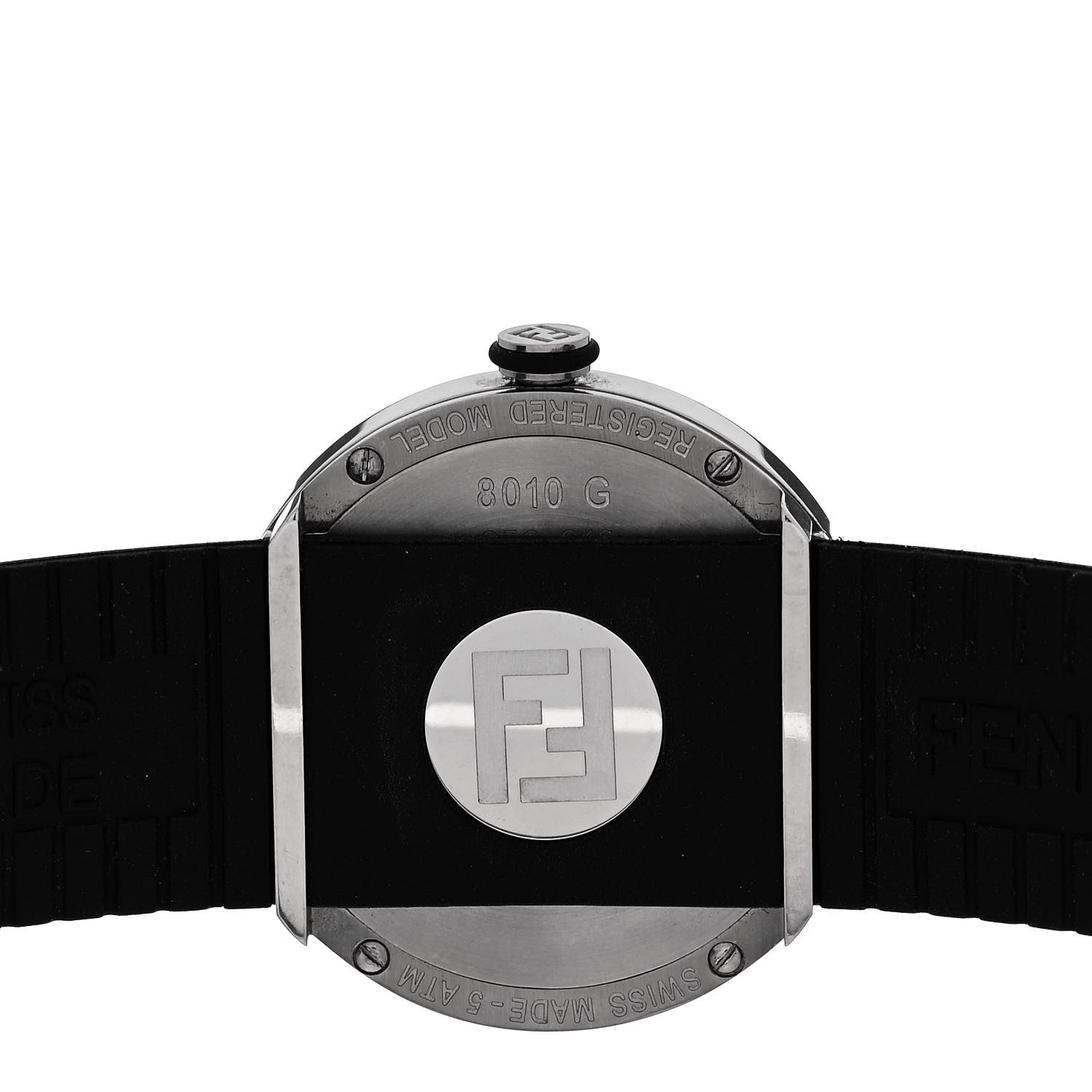 Fendi Stainless Steel Rubber 36mm Bussola Bubble Quartz Watch Black Black 4 of 5