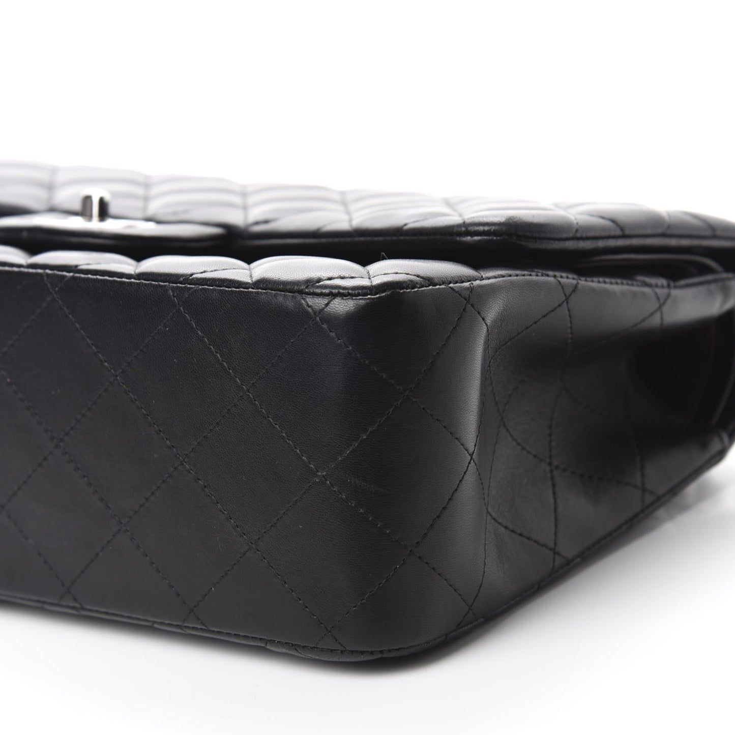 Lambskin Quilted Jumbo Double Flap Black