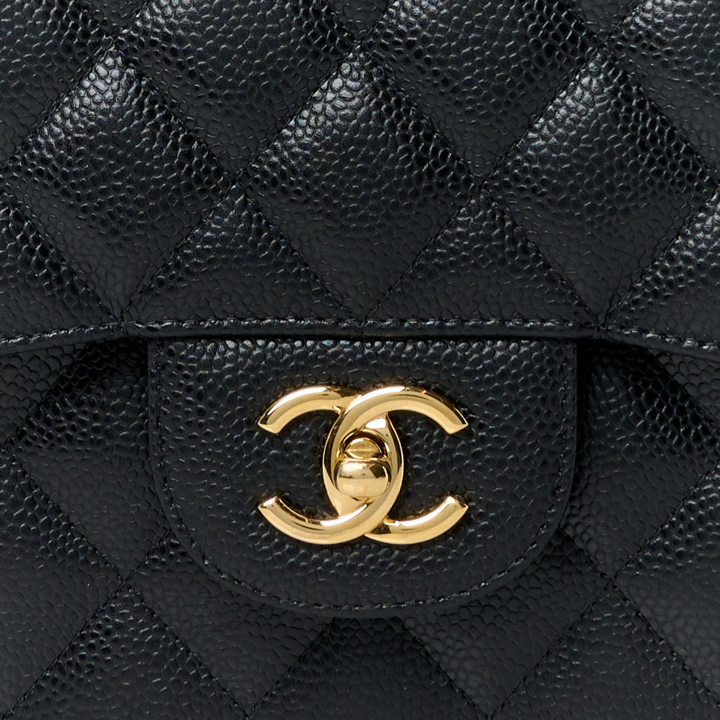 Caviar Quilted Jumbo Double Flap Black