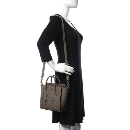Celine Drummed Calfskin Nano Luggage Souris 2 of 9