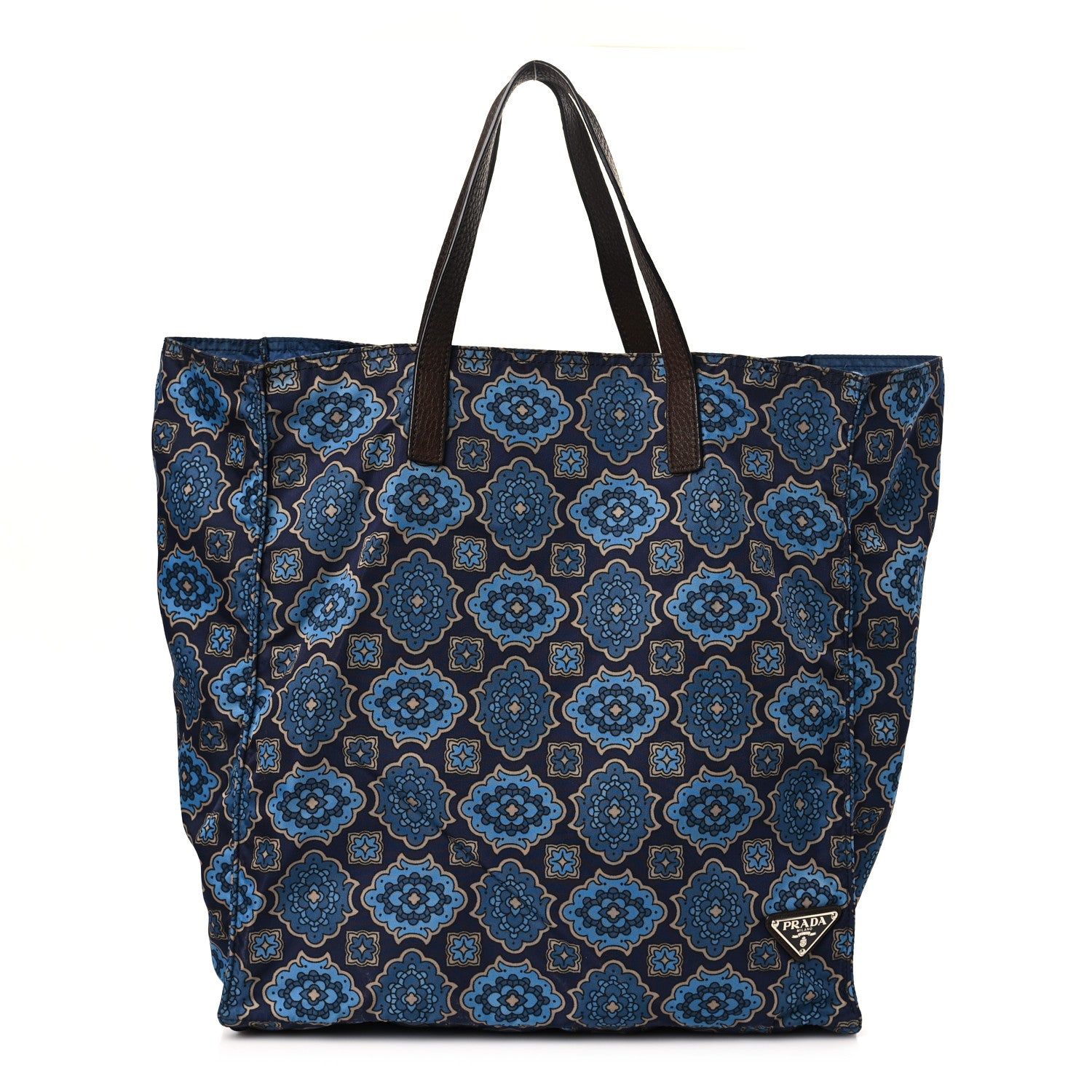 Prada Tessuto Nylon Print Tote Blue Black Multicolor 1 of 9