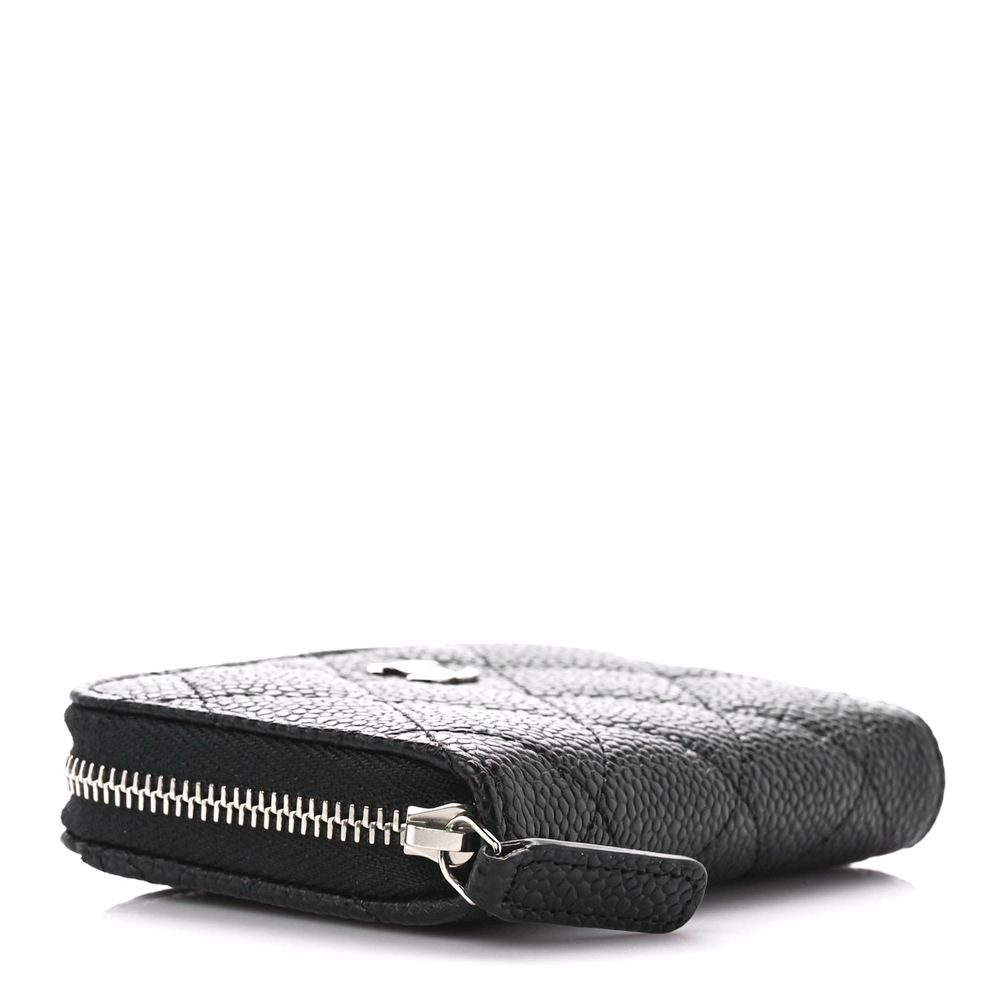 Caviar Quilted Zip Coin Purse Black