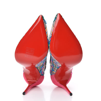 Christian Louboutin Lace Rete Tresse Suede Hippie Follies 100 Pumps 37.5 Multi 5 of 7