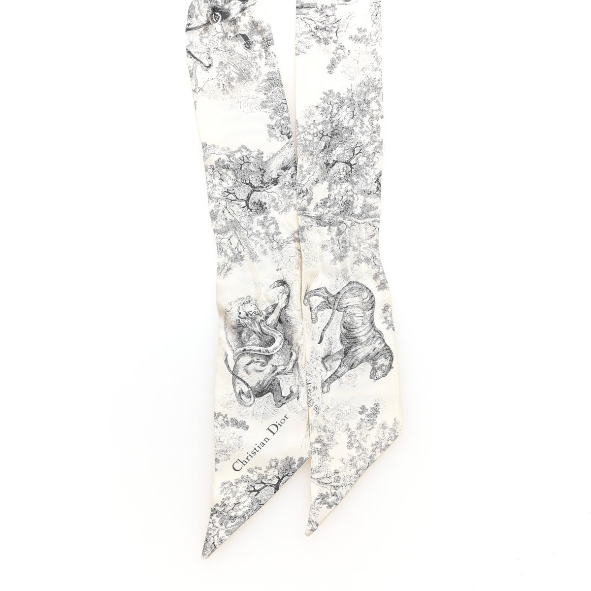 Christian Dior Silk Toile De Jouy Mitzah Scarf White 2 of 3