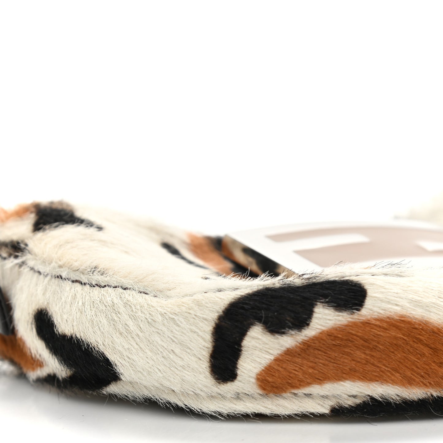 Calf Hair Leopard Print Croissant White Brown