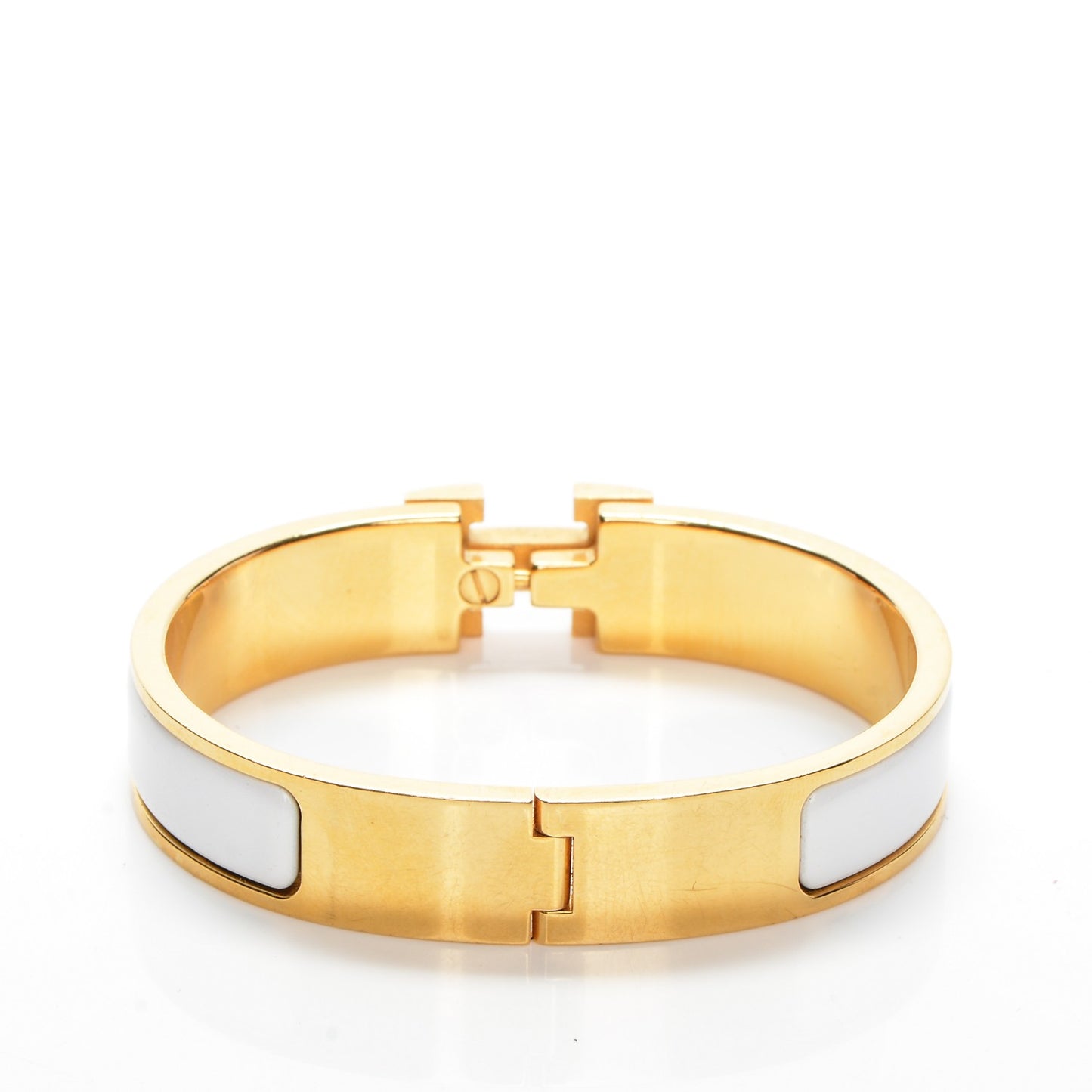 Enamel Narrow Clic Clac H Bracelet PM White