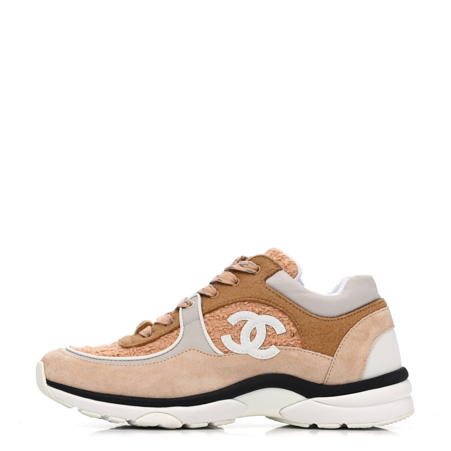 Velour Tweed CC Sneakers 36.5 Beige