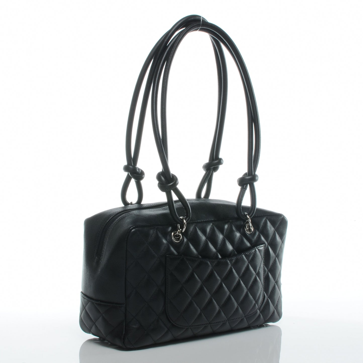 Calfskin Quilted Large Cambon Bowler Black White