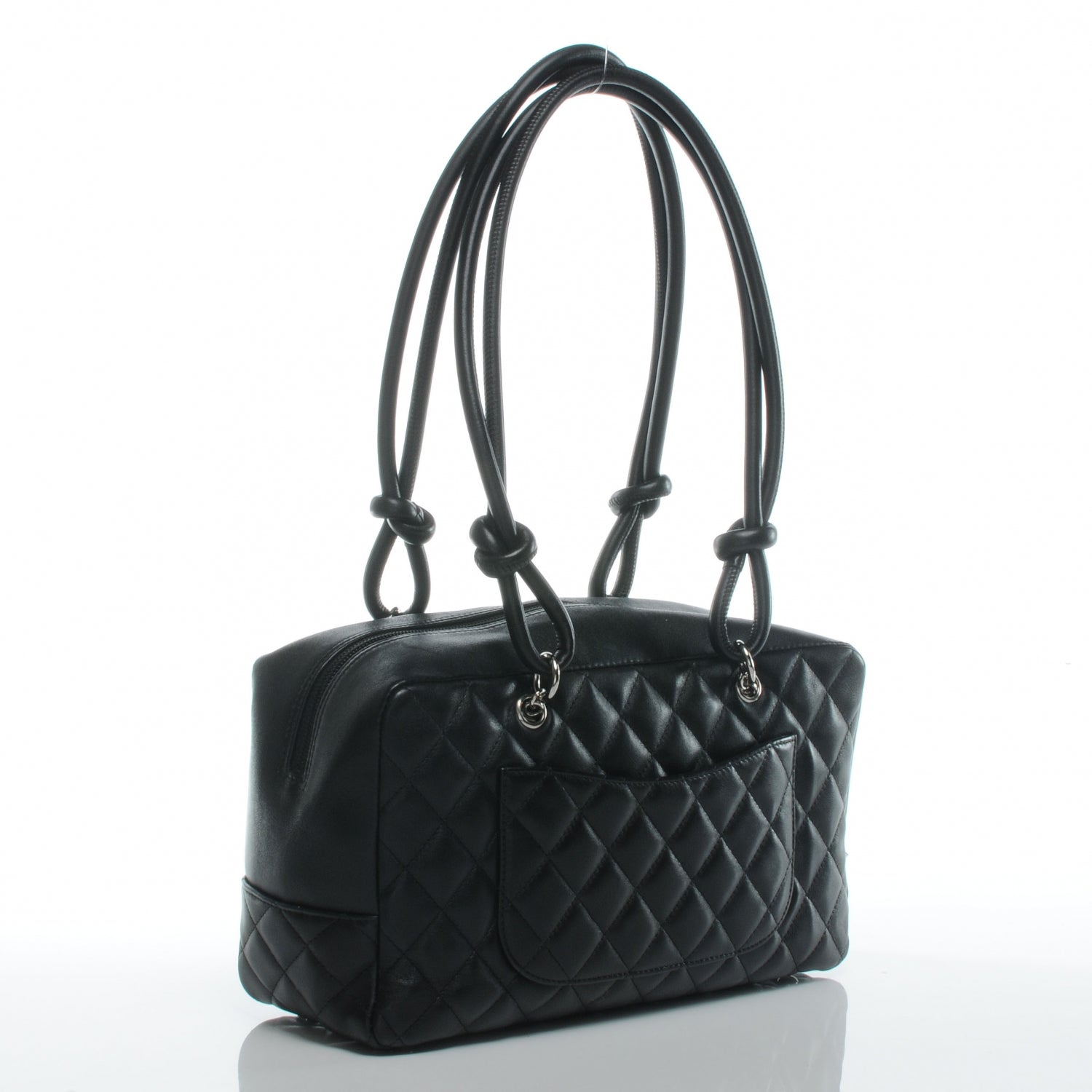 Chanel Calfskin Quilted Large Cambon Bowler Black White 3 of 7