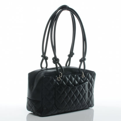 Chanel Calfskin Quilted Large Cambon Bowler Black White 3 of 7