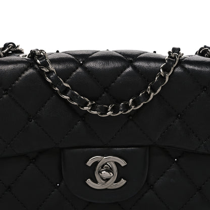 Chanel Lambskin Quilted Beaded Extra Mini Rectangular Flap Black 8 of 10