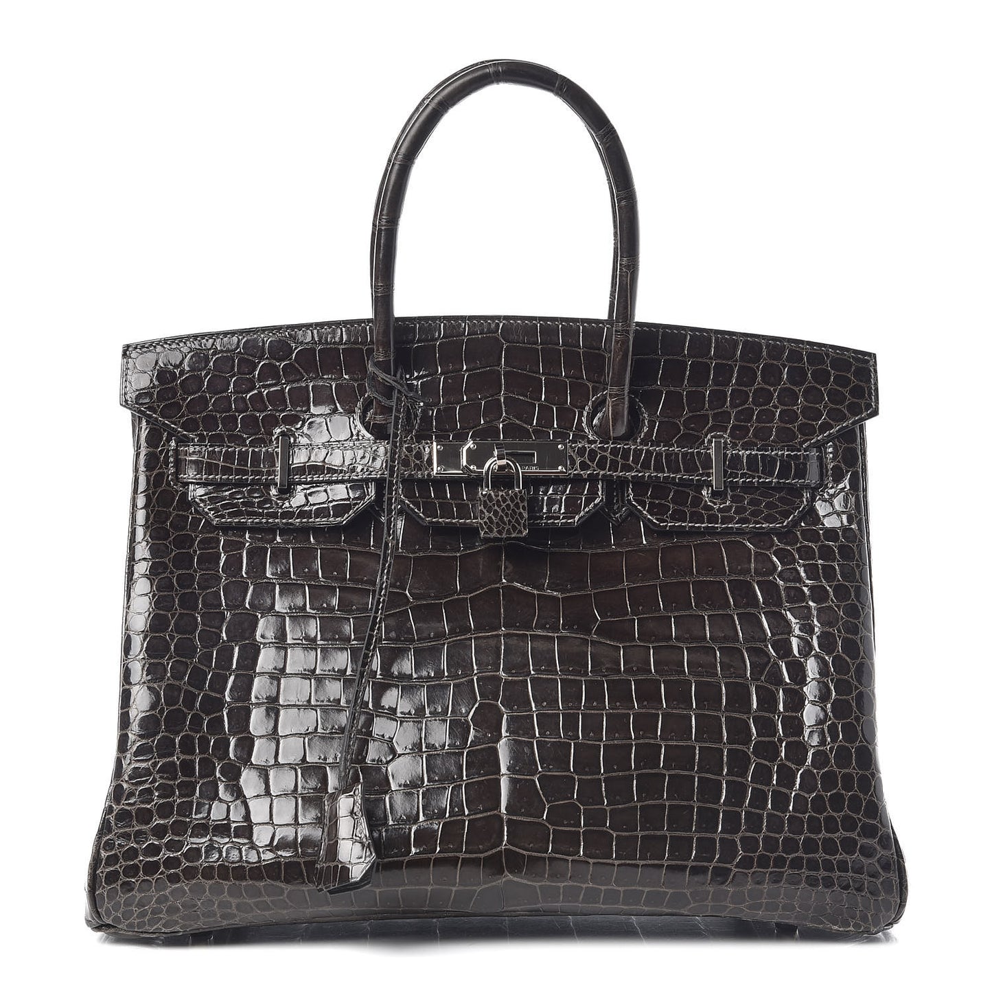 Shiny Porosus Crocodile Birkin 35 Graphite