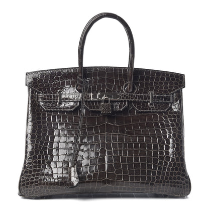 Hermes Shiny Porosus Crocodile Birkin 35 Graphite 1 of 38