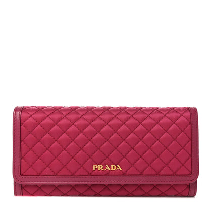 Prada Tessuto Nylon Quilted Continental Flap Wallet Ibisco 2 of 8