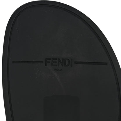 Fendi Fabric Jacquard Nappa FF Womens Fendi Feel Buckled Slide Sandals 37 Tobacco Black Miele Scuro 6 of 14