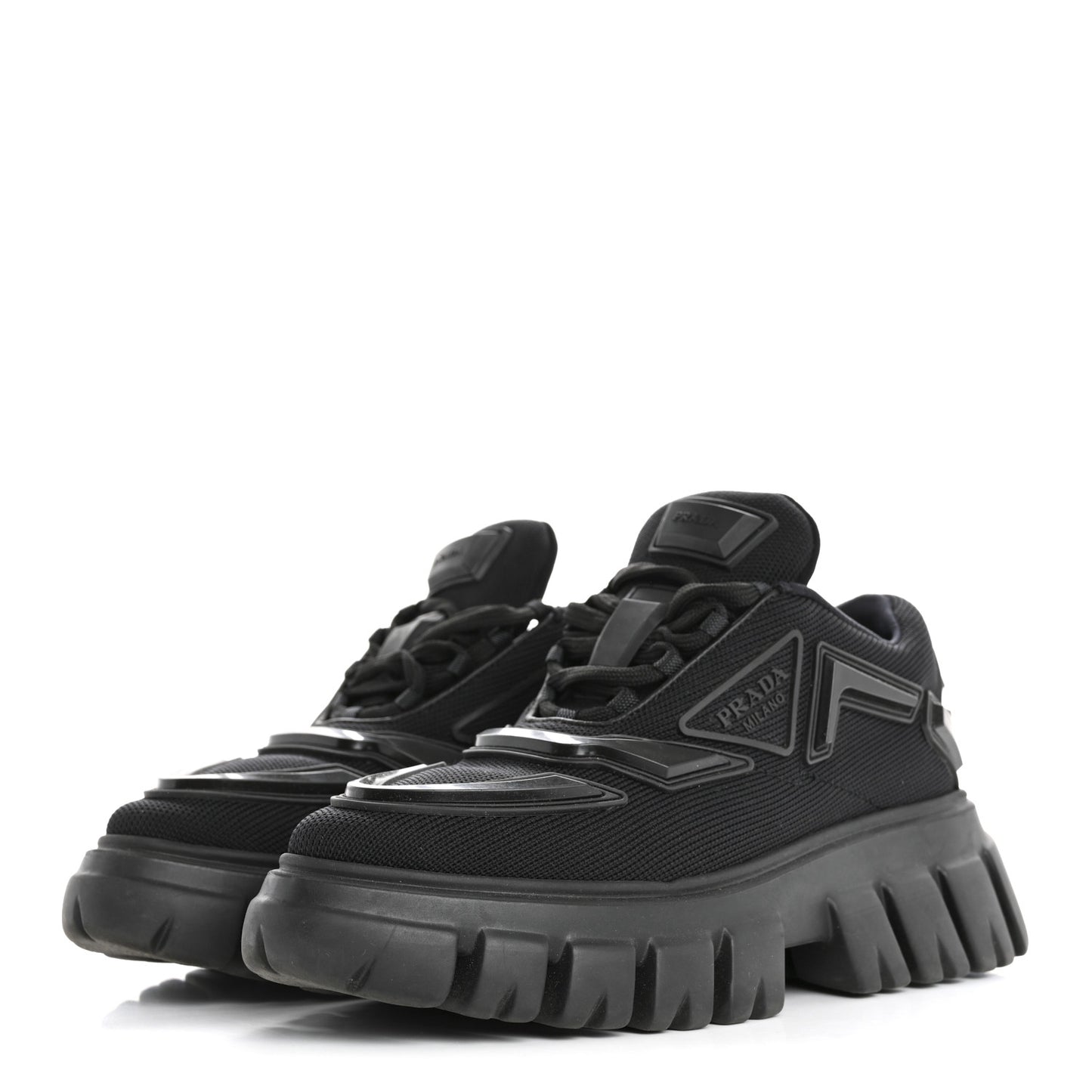 Rubber Technical Knit Fabric Triangle Logo Evolution 55mm Sneakers 35.5 Black