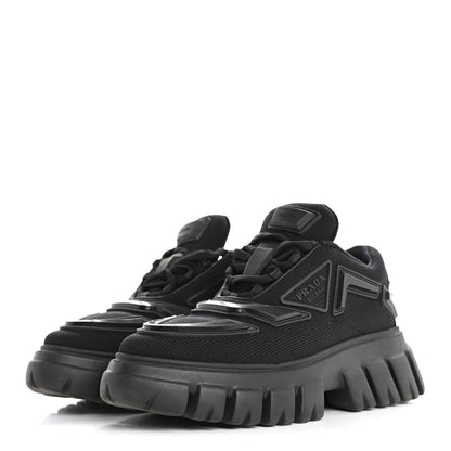 Prada Rubber Technical Knit Fabric Triangle Logo Evolution 55mm Sneakers 35.5 Black 4 of 10