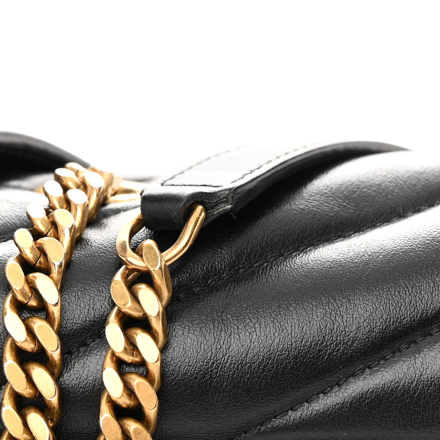 Calfskin Y Quilted Monogram Medium Loulou Chain Satchel Black