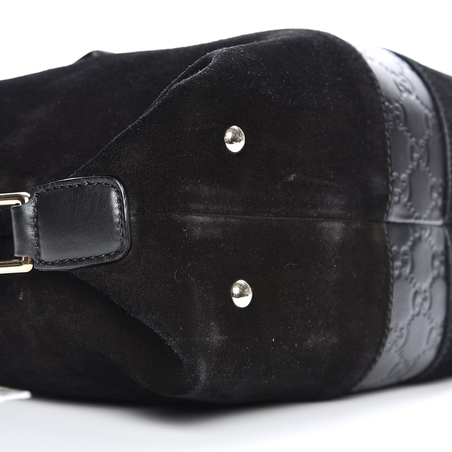 Suede Guccissima Small Boston Black