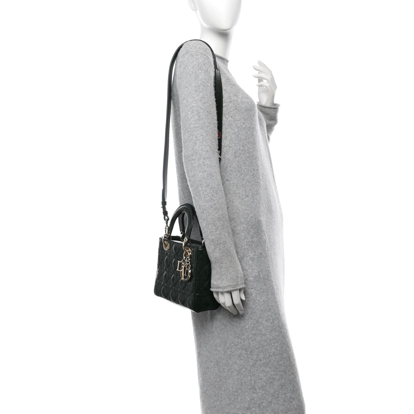 Crinkled Patent Cannage Small Lucky Badges My Lady Dior Dark Green