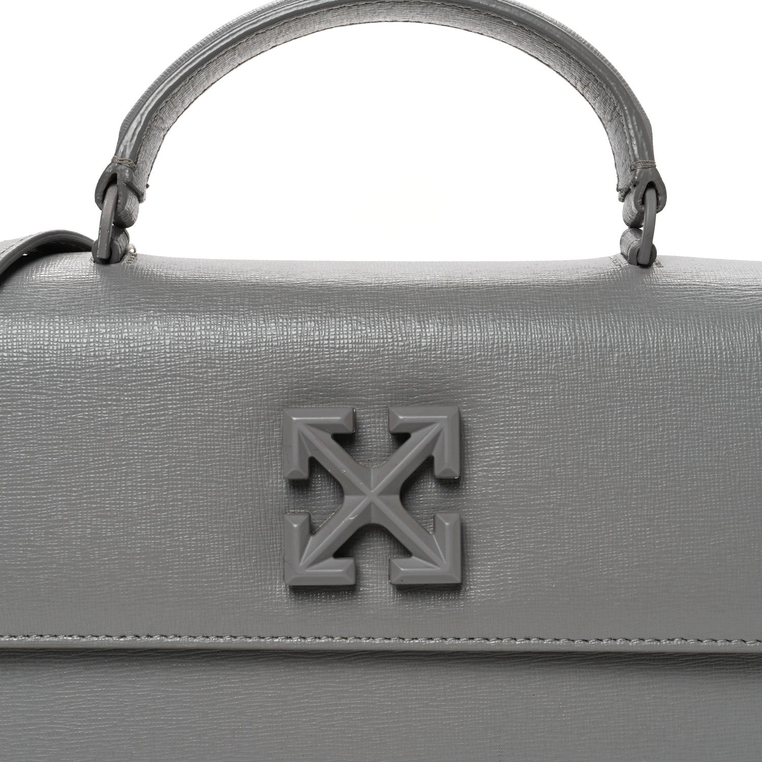 Off-White Saffiano Jitney 1.4 Top Handle Bag Grey 8 of 14