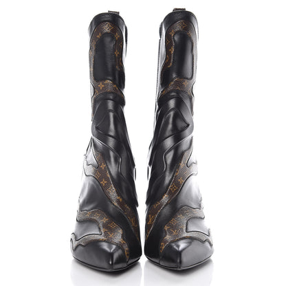 Louis Vuitton Calfskin Monogram Fireball Ankle Boots 41 Black 2 of 9