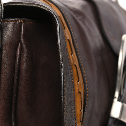 Christian Dior Calfskin Large Gaucho Double Saddle Bag Brown 14 of 15