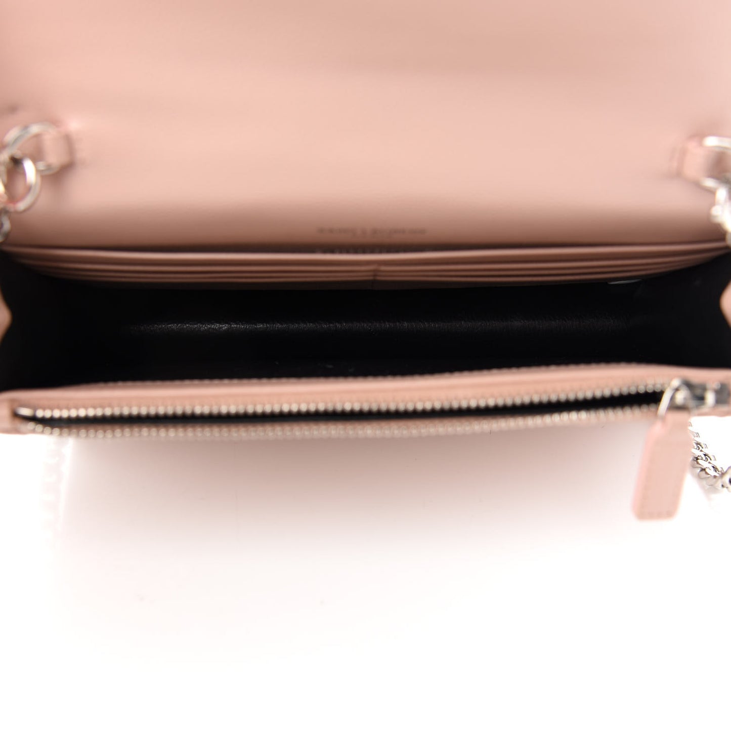 Grain De Poudre Matelasse Chevron Monogram Envelope Chain Wallet Pale Pink