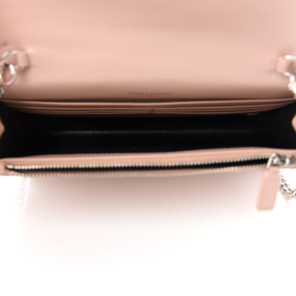 Saint Laurent Grain De Poudre Matelasse Chevron Monogram Envelope Chain Wallet Pale Pink 4 of 9