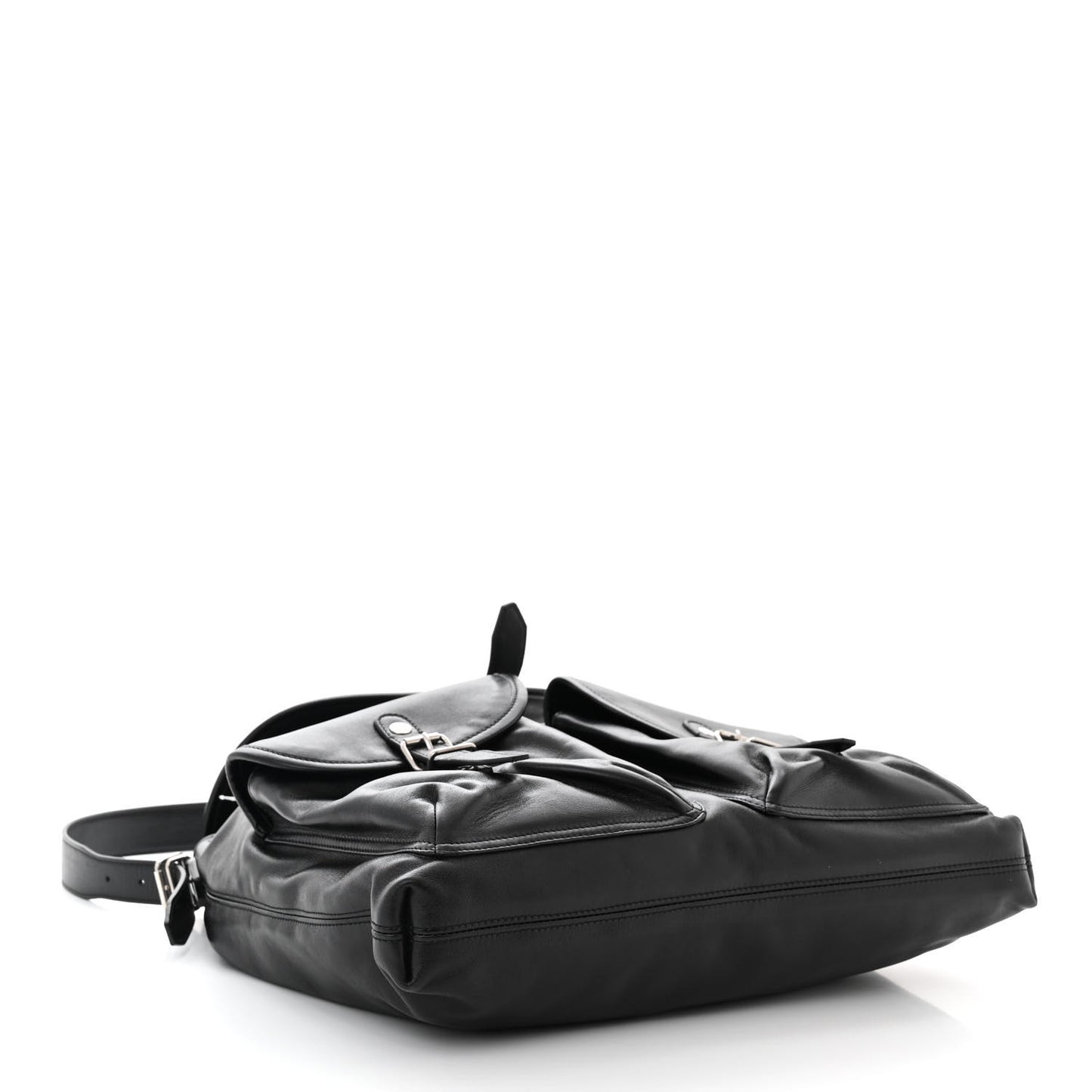 Calfskin Shoulder Backpack Bag Black