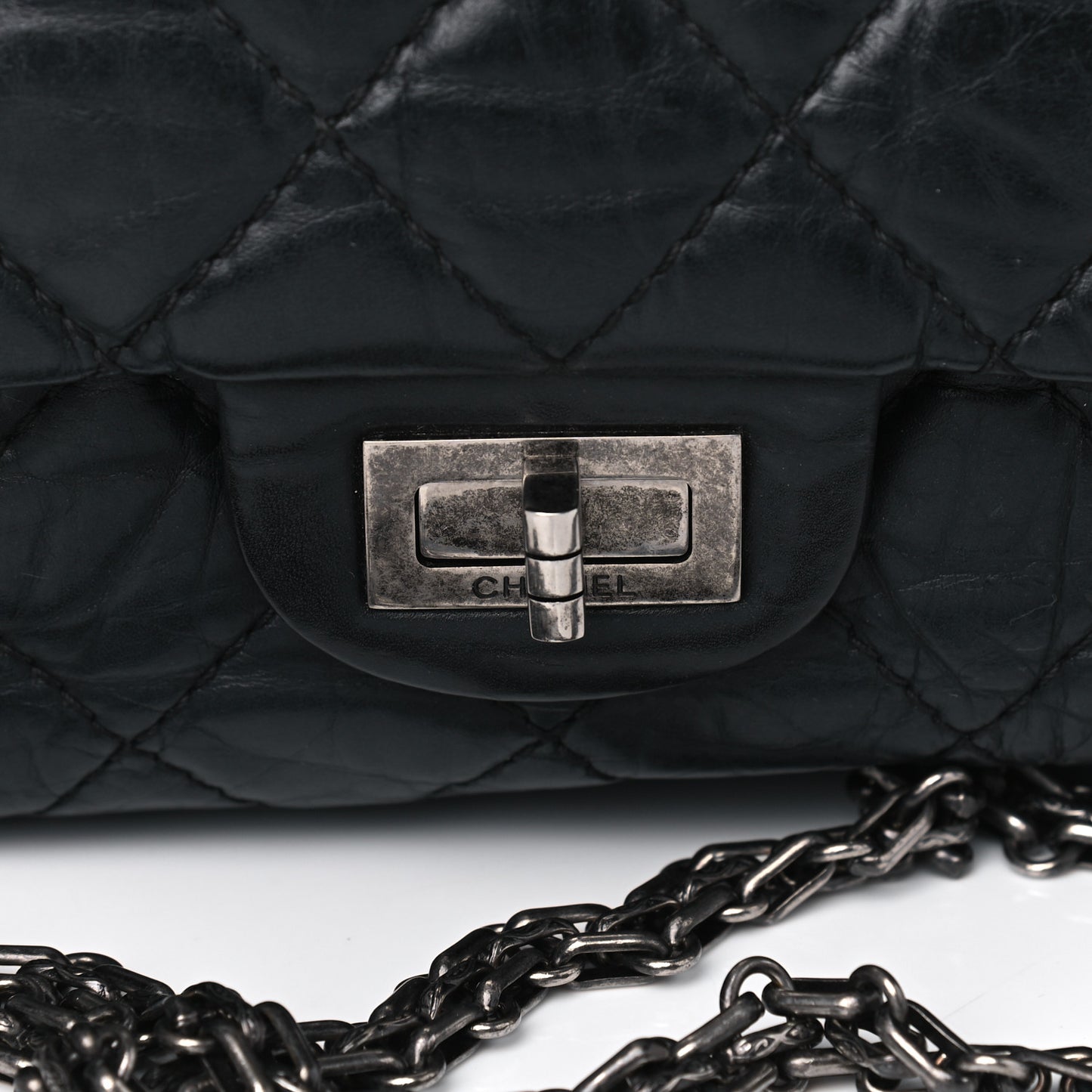 Aged Calfskin Quilted 2.55 Reissue 226 Flap Black