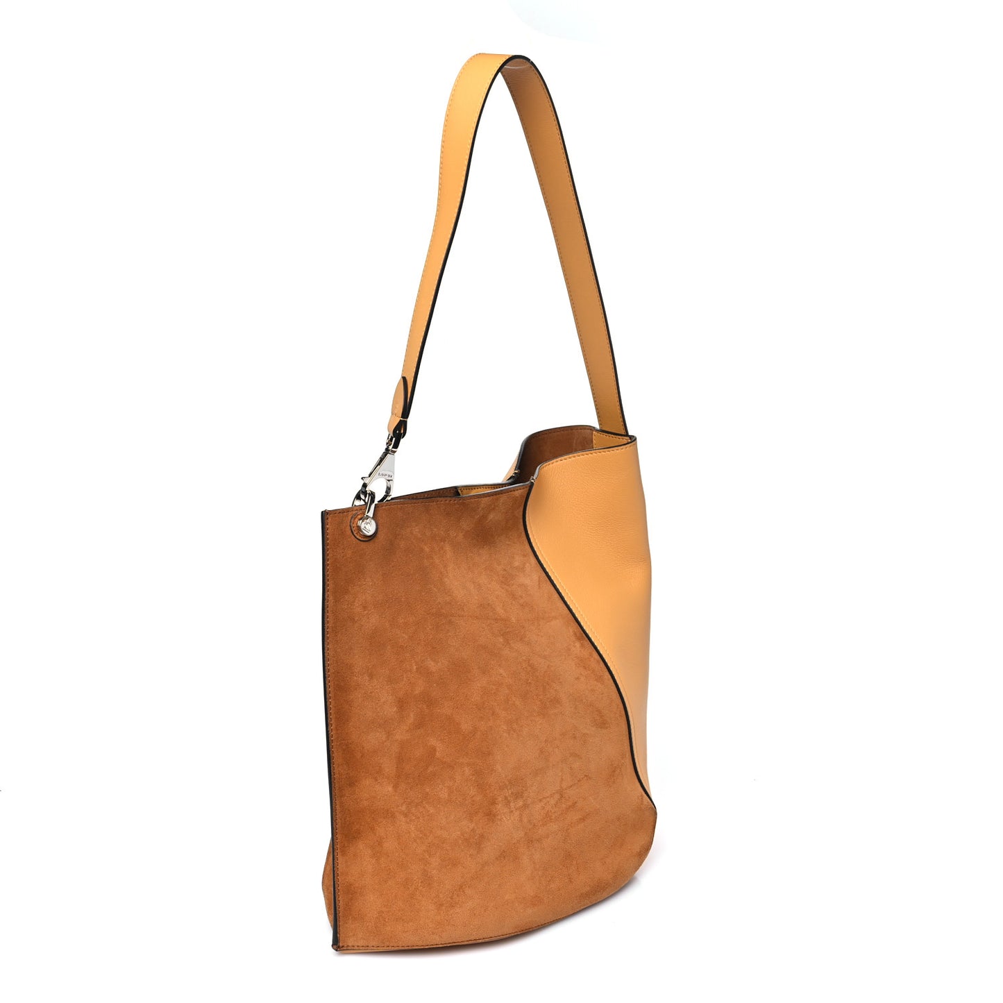 Suede Calfskin Hook Bag Brown Yellow