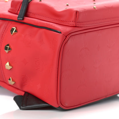 MCM Calfskin Stud Small Stark Backpack Red 9 of 10