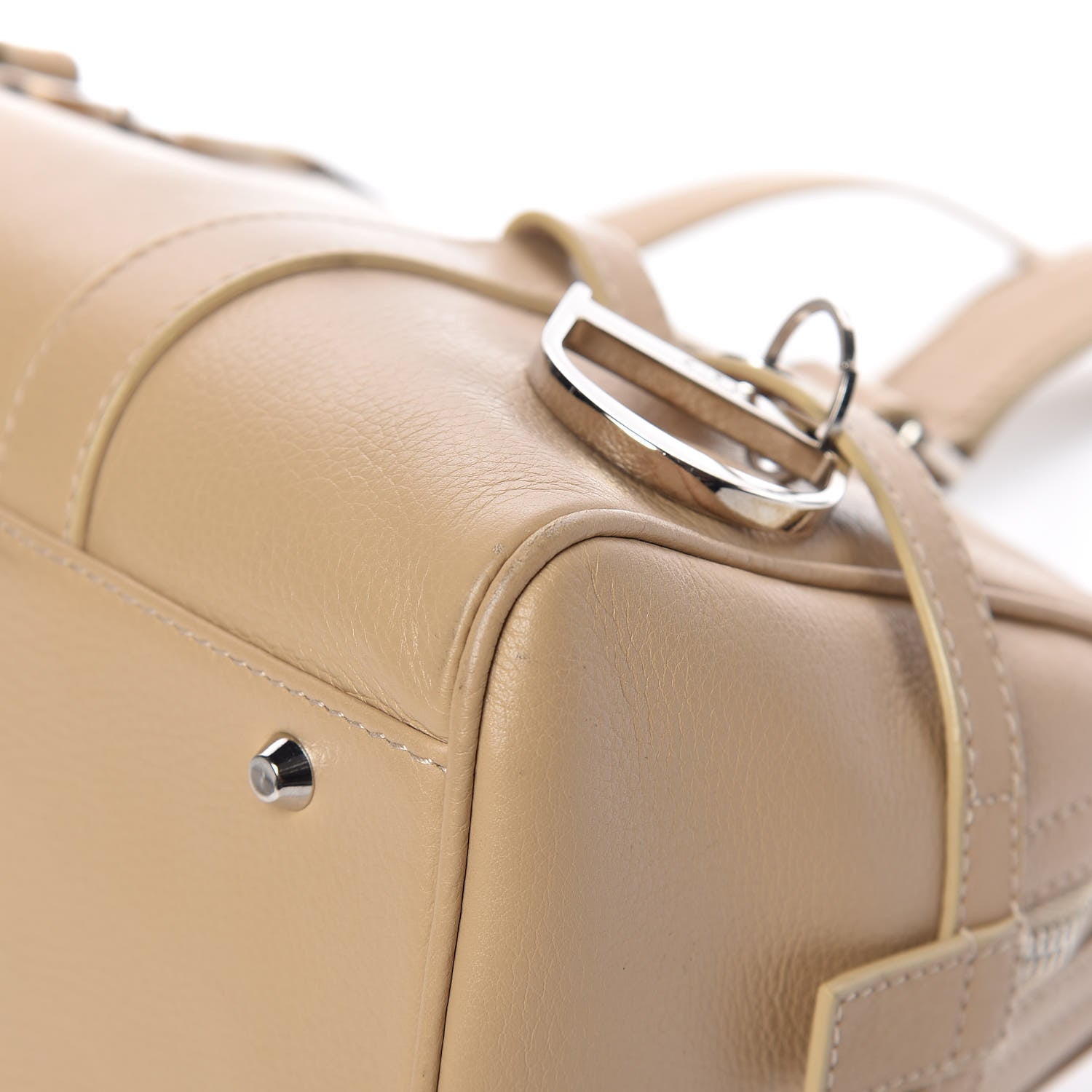 Christian Dior Calfskin Logo Charms Boston Beige 9 of 13