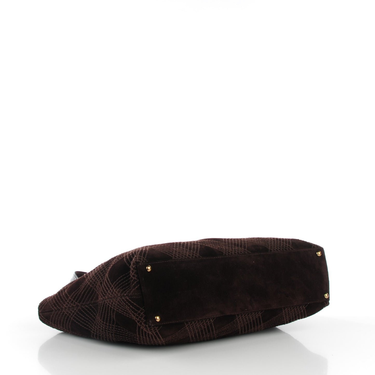 Suede Stitched Tote Dark Brown