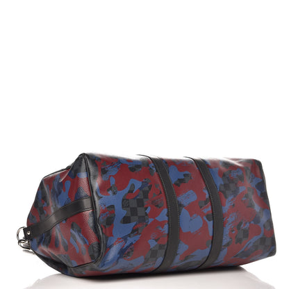 Louis Vuitton Damier Cobalt Camouflage Keepall Bandouliere 45 Bordeaux 4 of 14