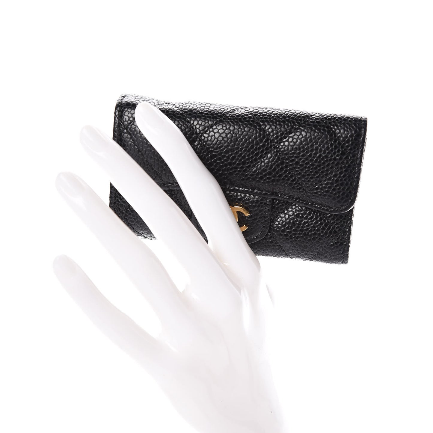Caviar Quilted 6 Key Holder Black