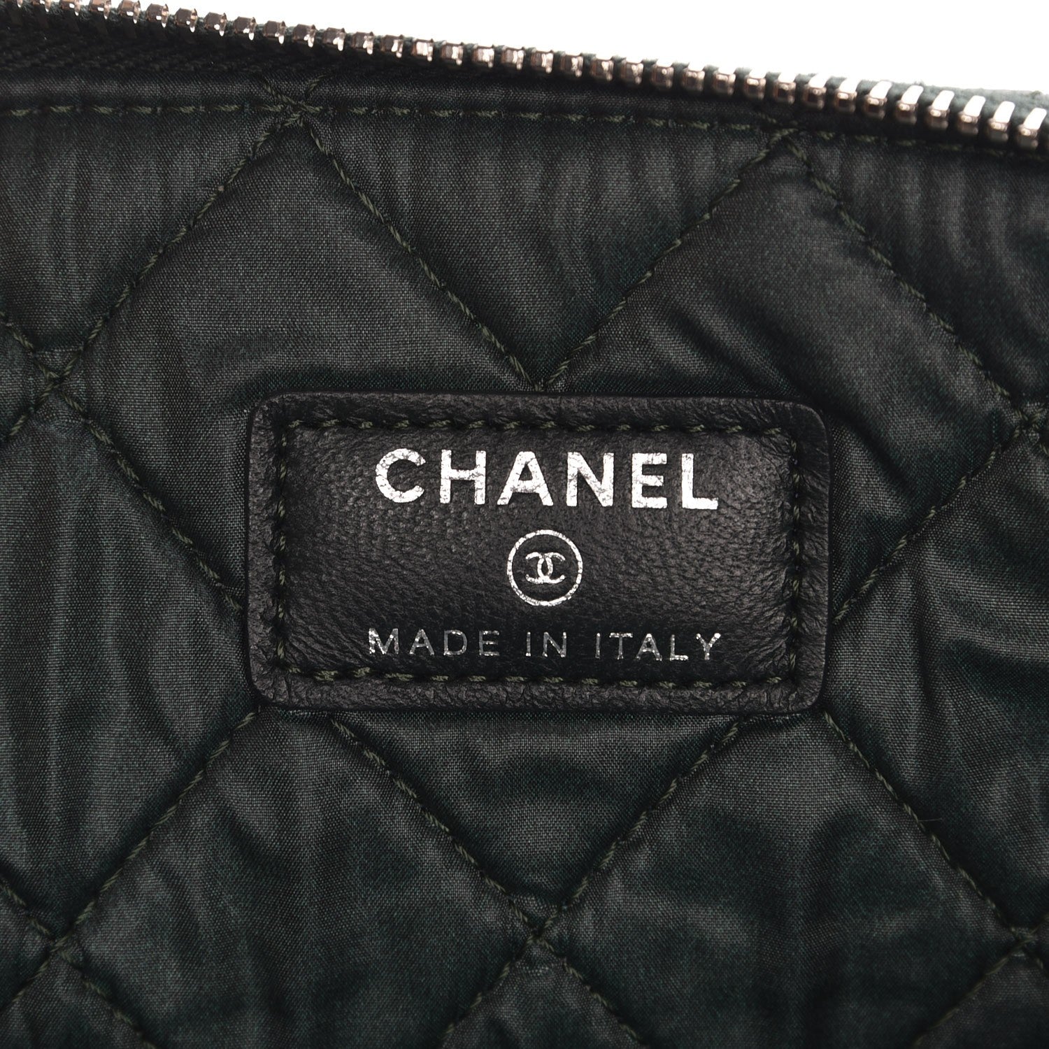 Chanel Woven Lambskin Quilted Medium Cosmetic Case Green 6 of 8