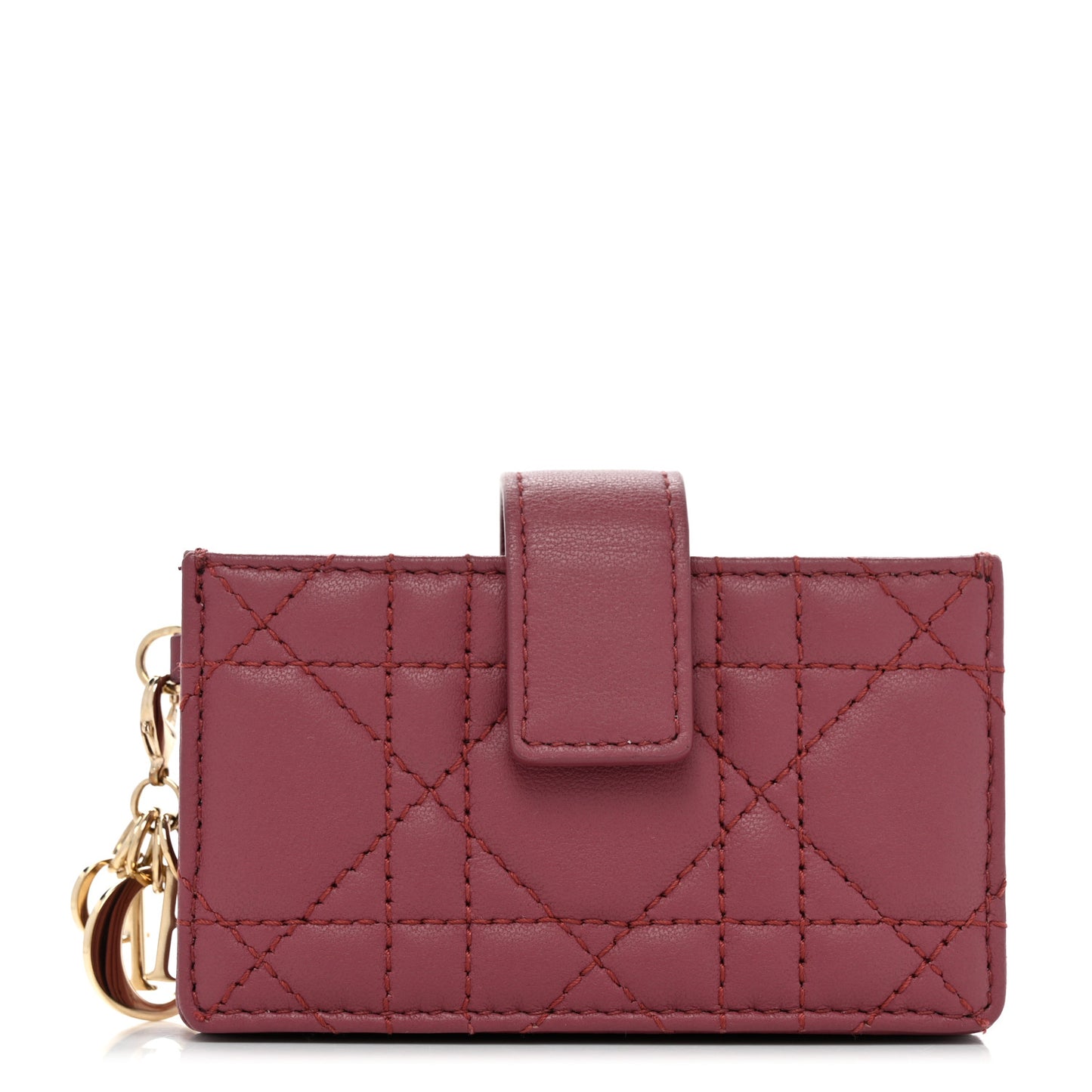 Lambskin Cannage Lady Dior 5-Gusset Card Holder Strawberry Pink