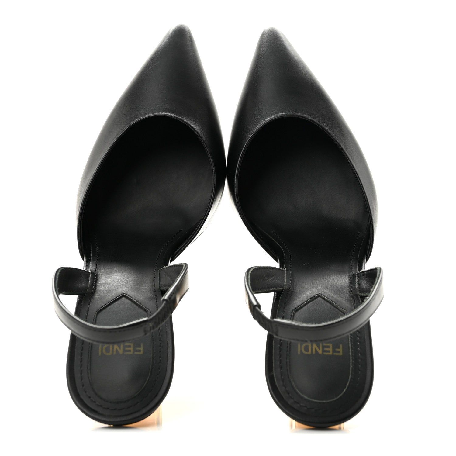 Fendi Vitello Fendi First 95mm Slingback Sandals 36.5 Black 2 of 10