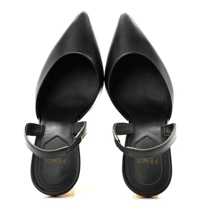 Fendi Vitello Fendi First 95mm Slingback Sandals 36.5 Black 2 of 10