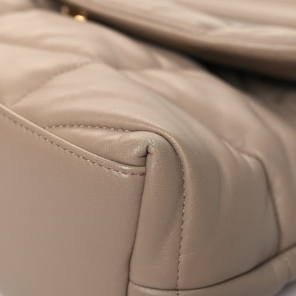 Saint Laurent Lambskin Quilted Small Loulou Puffer Monogram Chain Satchel Dark Beige 10 of 11