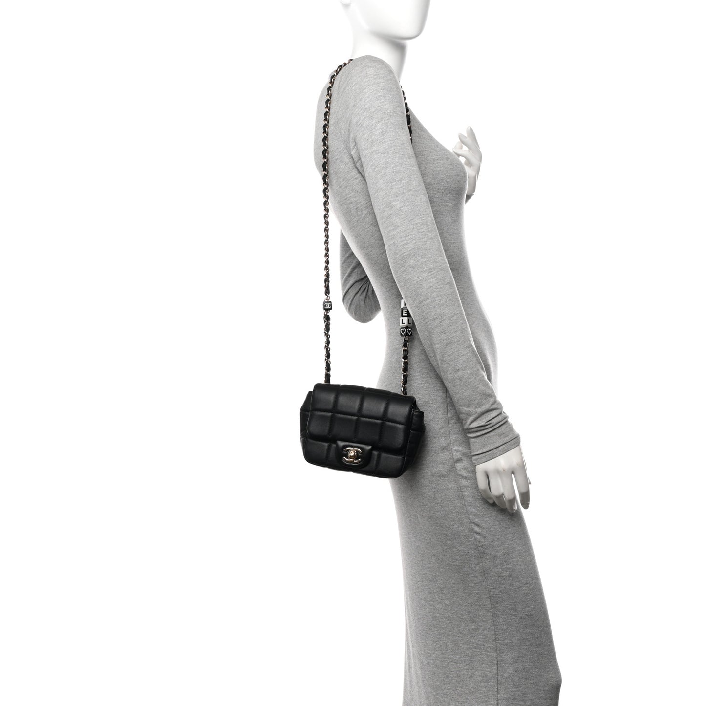 Lambskin Resin Crystal Square Quilted Mini Monacoco Flap Black