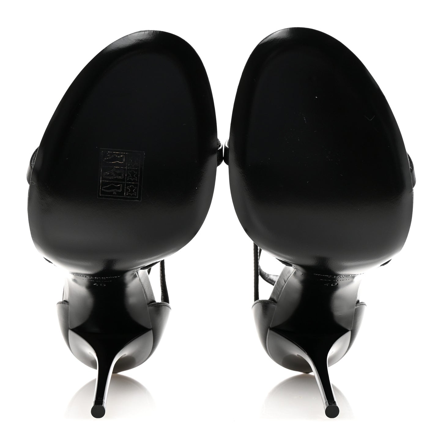 Calfskin Cassandra 100 Ankle Strap Sandals 40 Black