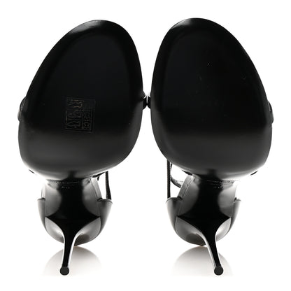 Saint Laurent Calfskin Cassandra 100 Ankle Strap Sandals 40 Black 6 of 9