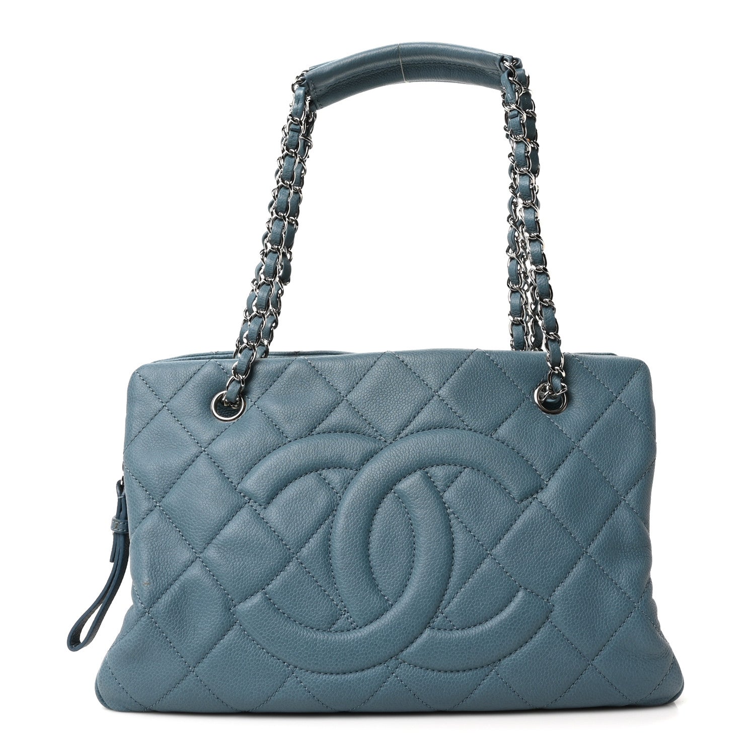 Chanel Caviar Quilted CC Timeless Soft Tote Blue 1 of 10