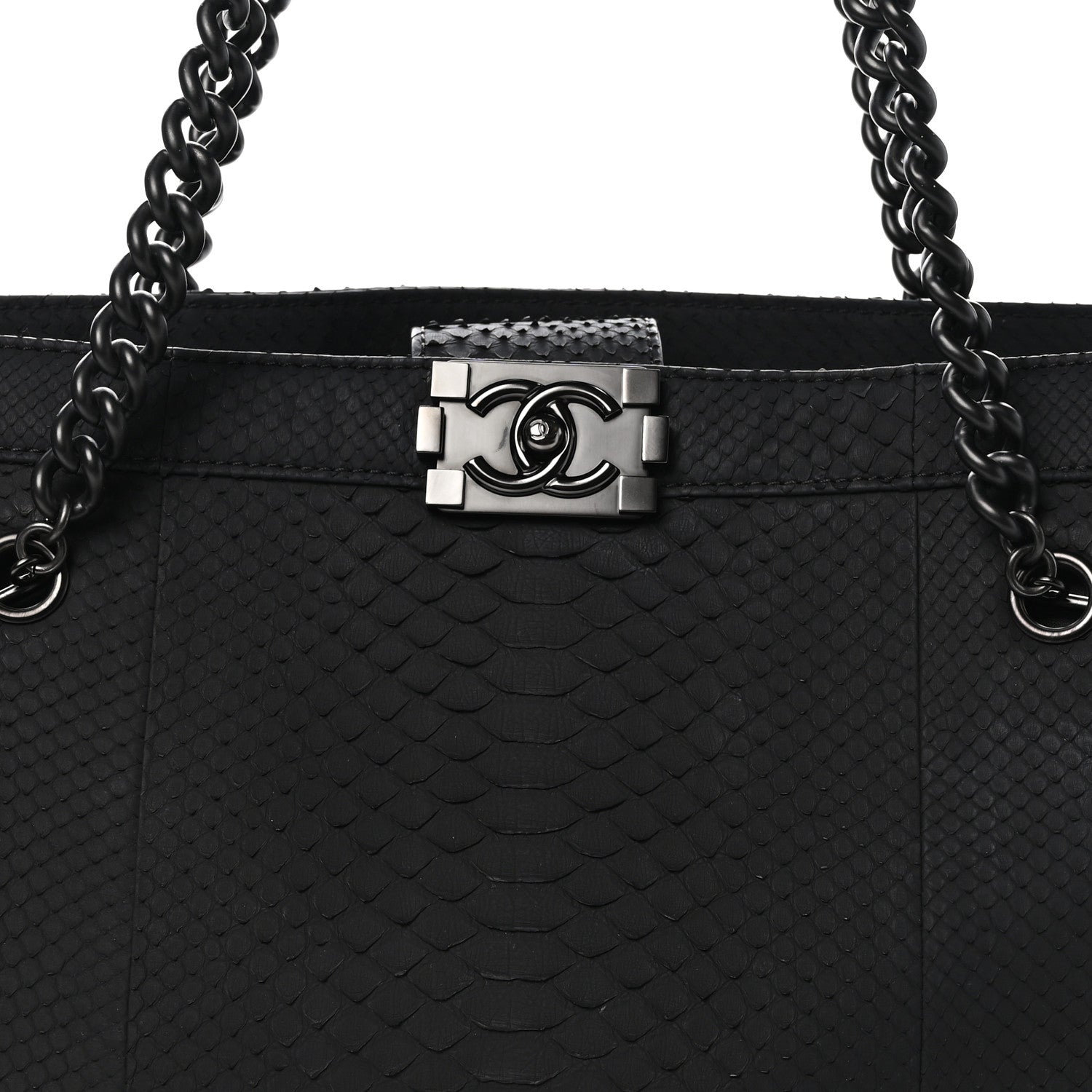 Chanel Snakeskin Boy Shopping Tote So Black 7 of 10